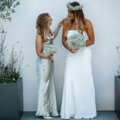 Gypsophelia Bridal Bouquet, Crown & Bridesmaid Bouquet