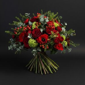 Luxury red rose and pink anemone flower arrangement in a gift box - Lilac & Willow Flowers