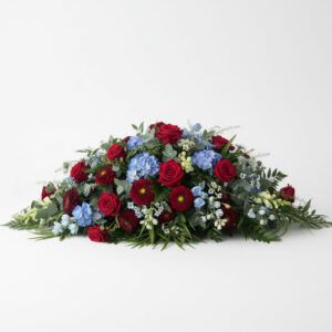 Burgundy & Blue Casket Spray