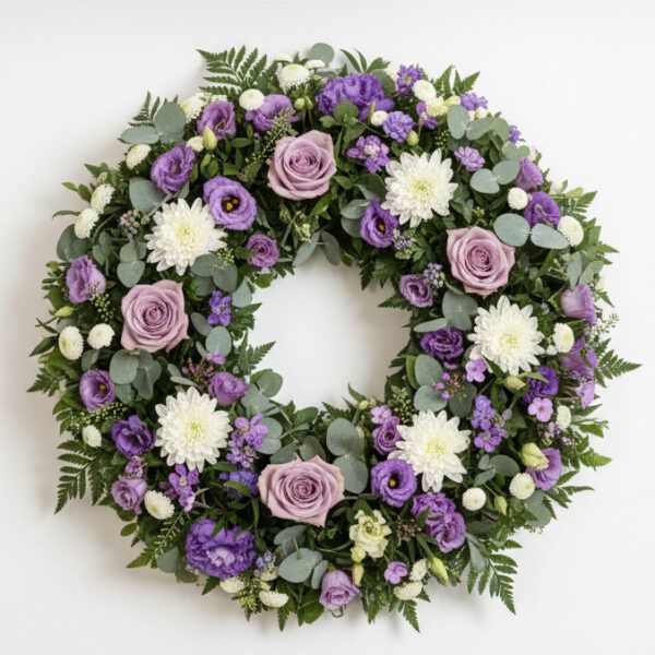 lilac funeral wreath