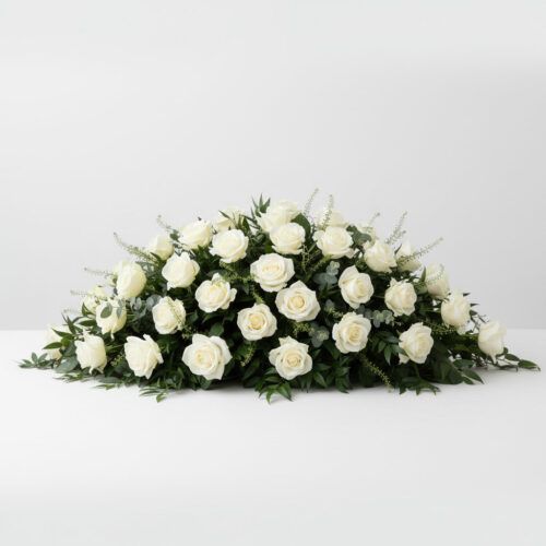 White Rose Casket Spray - Florist hertfordshire