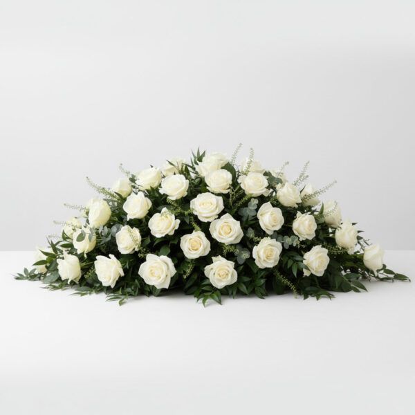 White Rose Casket Spray - Florist hertfordshire